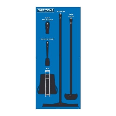 Nmc National Marker Wet Zone Shadow Board, Blue/Black, 68 X 30, ACP, Aluminum Composite Panel - SB116ACP